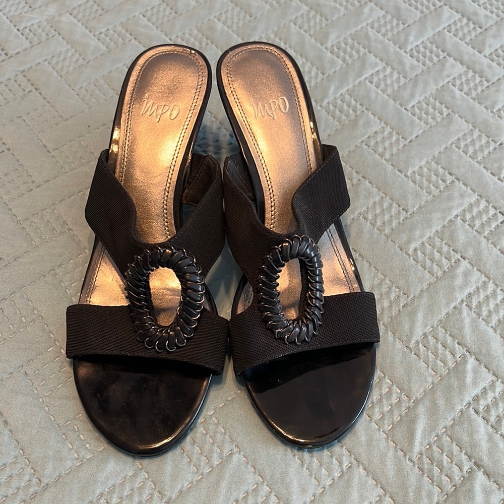 Impo Vinny Black Wedge Sandal, Size 9.5